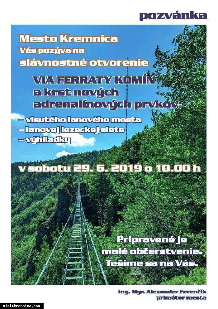 Slávnostné otvorenie nových atrakcií na VIA FERRATA KOMÍN